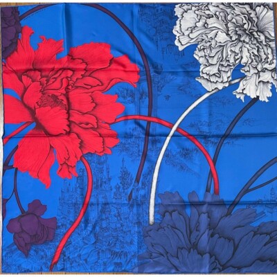 エルメス HERMES スカーフ A L'Ombre des Pivoines ピヴォワンヌの影 カレ90 ピンク Hermès À L'Ombre des Pivoines 90
