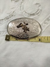 Bucking bronco belt buckle silver tone