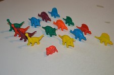 Set of 15 Genuine Vintage Miniature 1.50"-2.25" Tootsie Toy Rubber Dinosaurs