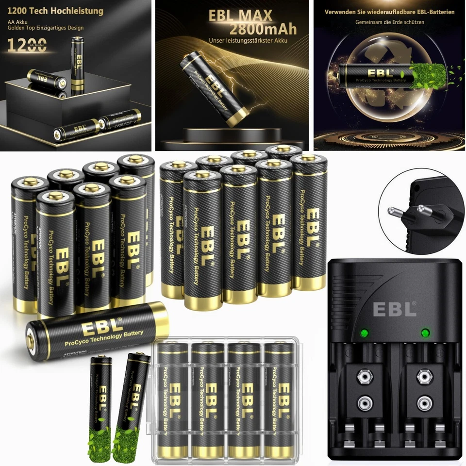 EBL AA 1,2V AAA Wiederaufladbare Akkus NIMH Batterien Rechargeable Ladegerät - Bild 2 von 4