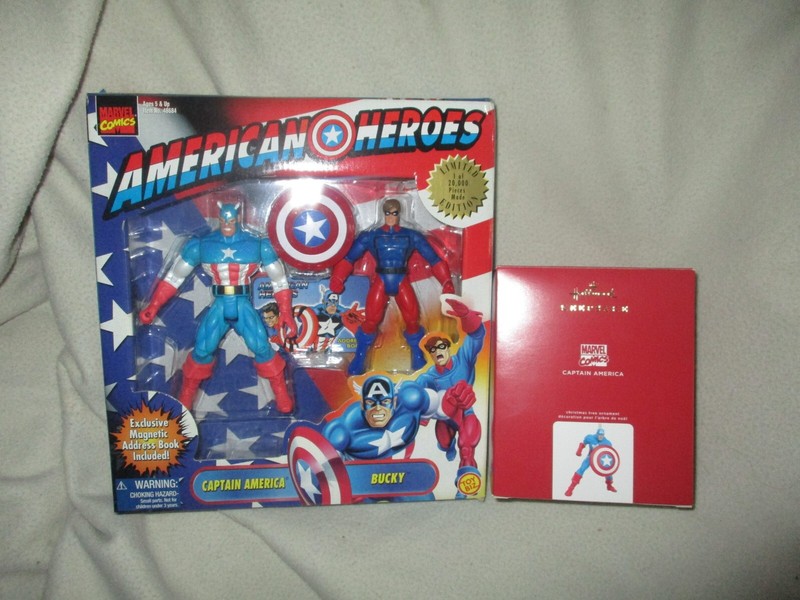 Captain America & Bucky box set & Hallmark Metal Cap Ornament