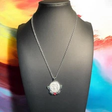 Moon Face Necklace & Ring Sz 7 Set Carved Celestial Boho Spiritual Jewelry