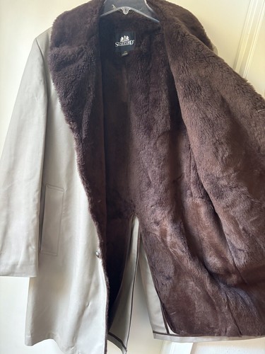 Vintage Stafford Overcoat/Trench Coat Faux Fur Collar And Lining 40 Long - Picture 13 of 13