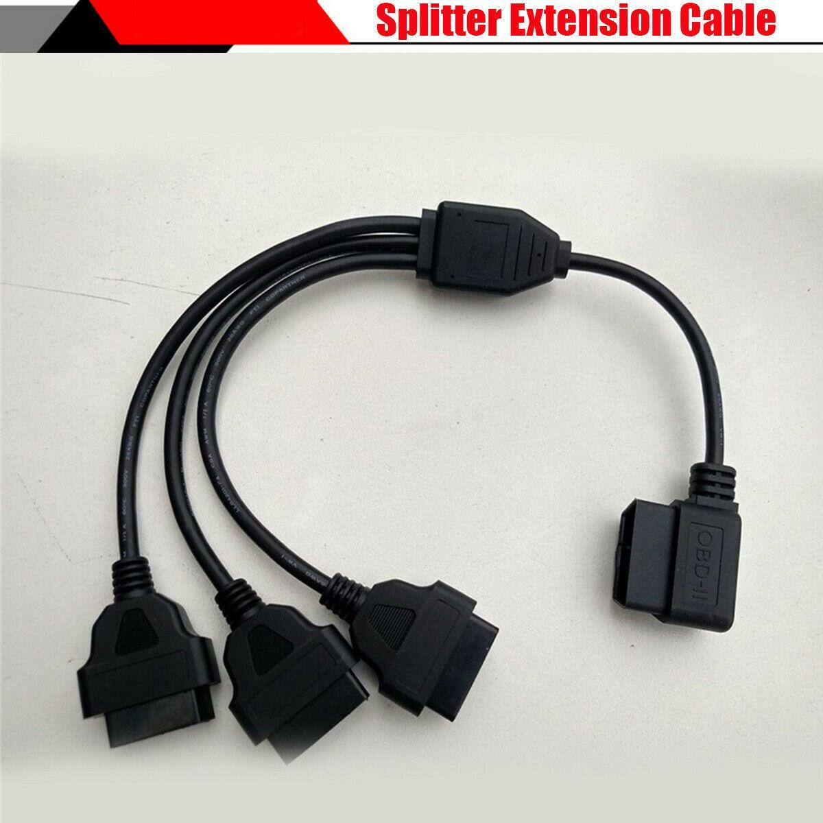 1 To 3 OBD2 Splitter Extension Cable For Diagnostic Tools with 16 Pin Interface