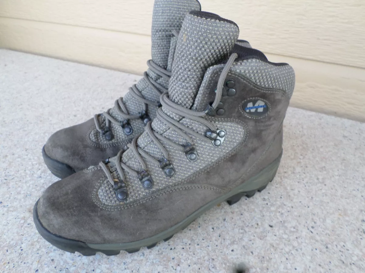 Merrell Eagle II Pewter Nubuck Leather Hiking Boots Vibram Women s 8.5 Eur 39