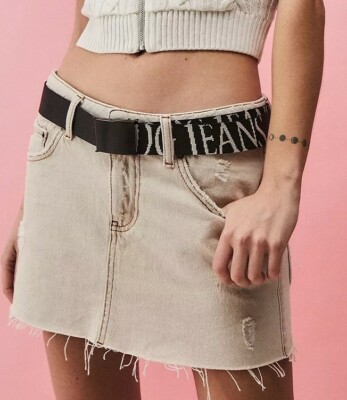 Urban Outfitters Womens BDG Jacquard Webbing Belt In Black Fits