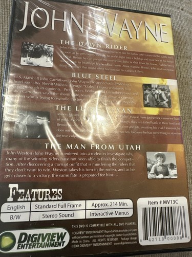 John Wayne 4 Movie Classics DVD Brand New Sealed Blue Steel, The Dawn Rider More - Picture 2 of 2