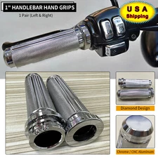1" Handlebar Diamond Hand Grips L&R For Harley Dyna Softail Sportster XL883 1200