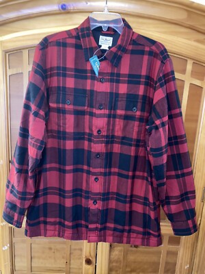 LL Bean Fleece Lined Flannel Shirt With Pockets NEW READ