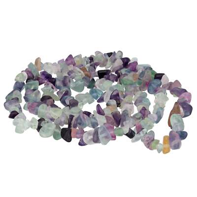 Fluorite Sliver Necklace Long Endless No Clasp Gemstone Healing Stone 80cm
