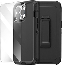 Belt-Clip Holster Case for iPhone 14 Pro Case 6.1" with Glass Protector