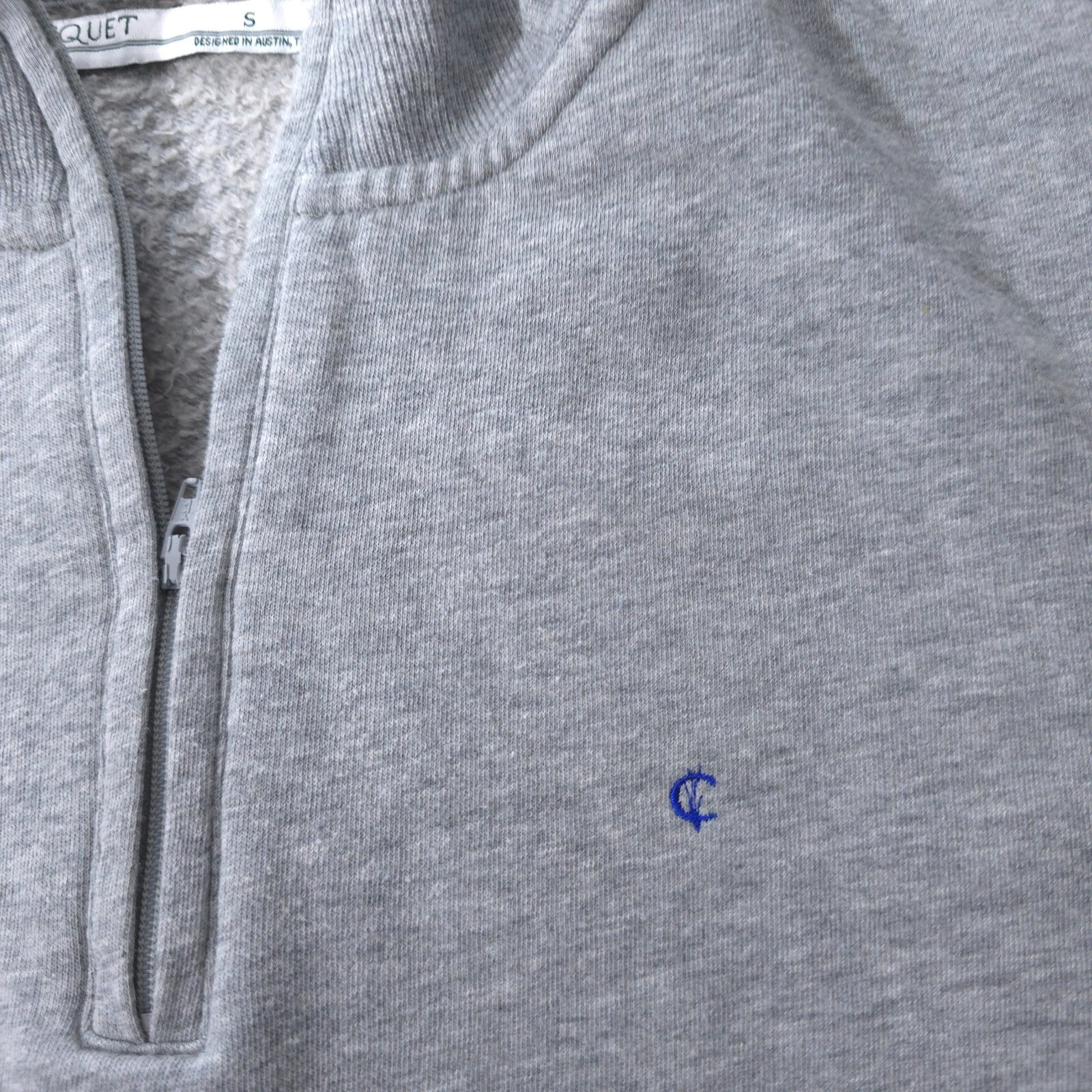 Criquet Pullover Mens Small Gray 1/4 Zip Chest Pocket Long Sleeve Outdoor Preppy