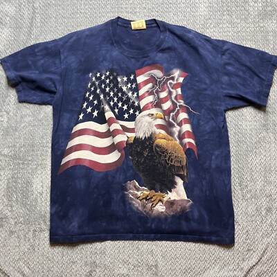 The Mountain USA Flag American Bald Eagle Shirt Size XL Tie Dye Patriot Vintage