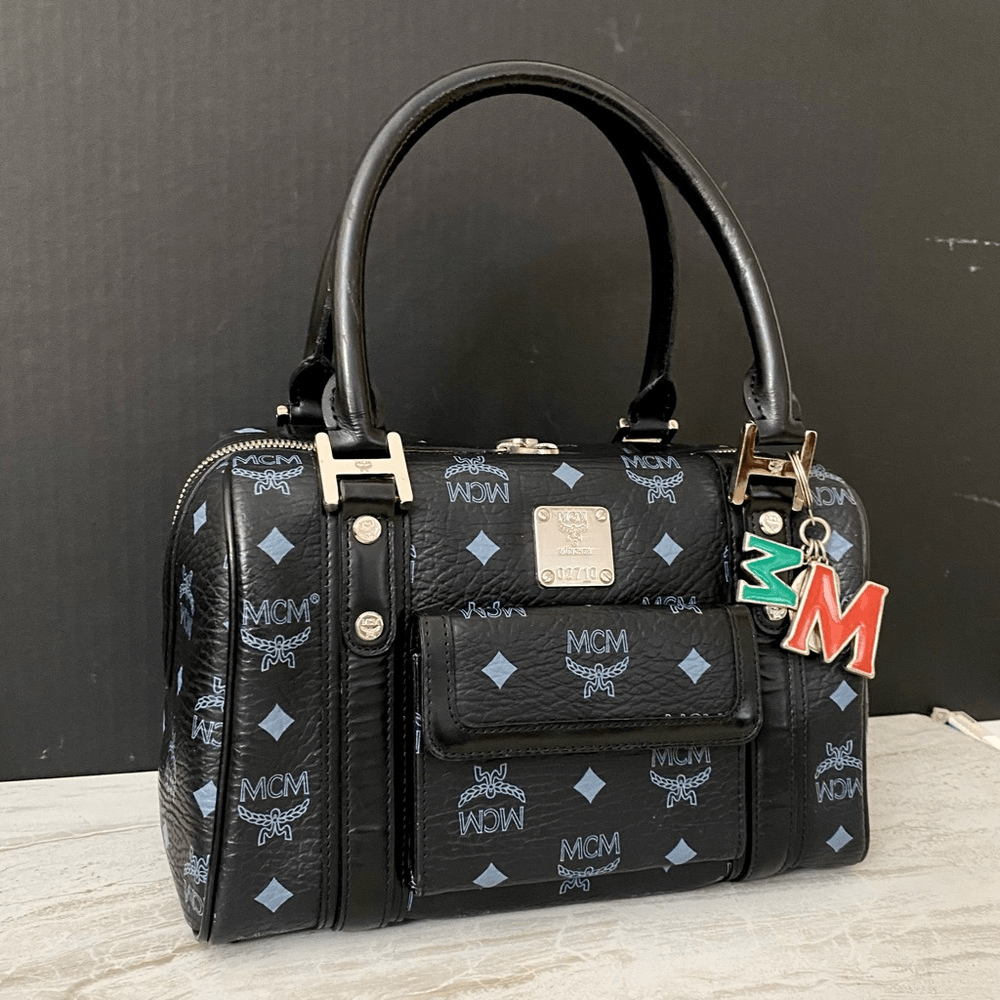MCM Visetos Black Boston Bag 25cm | eBay MCM Visetos Black Boston Bag 25cm | eBay