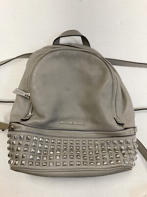 Michael Kors Light Gray Studded Backpack Michael Kors Grey Leather Studded Back | Mercari main image 4