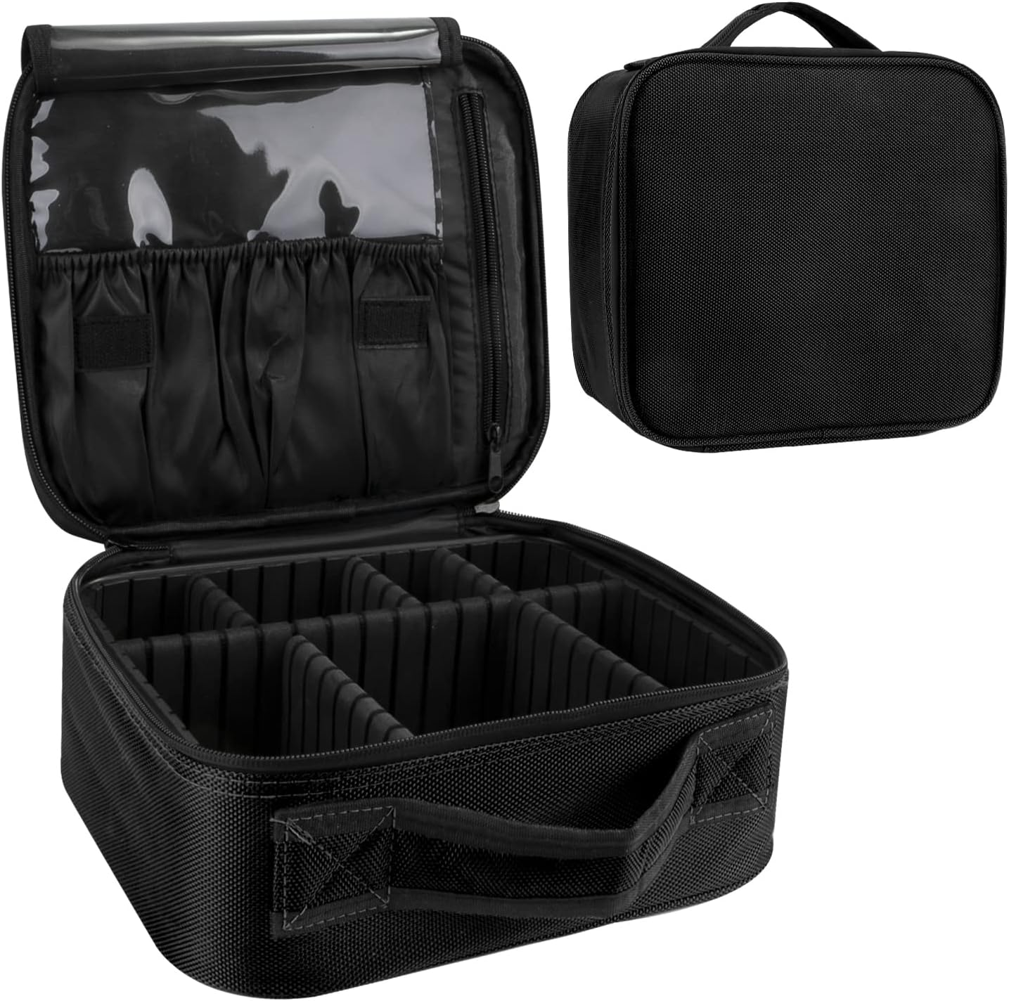 Portable Makeup Bag Organizer with Adjustable Dividers for Travel-image