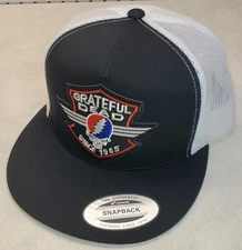 Grateful Dead Patch on Trucker Hat Yupoong/YP Classic 6006 Snapback Black/White 