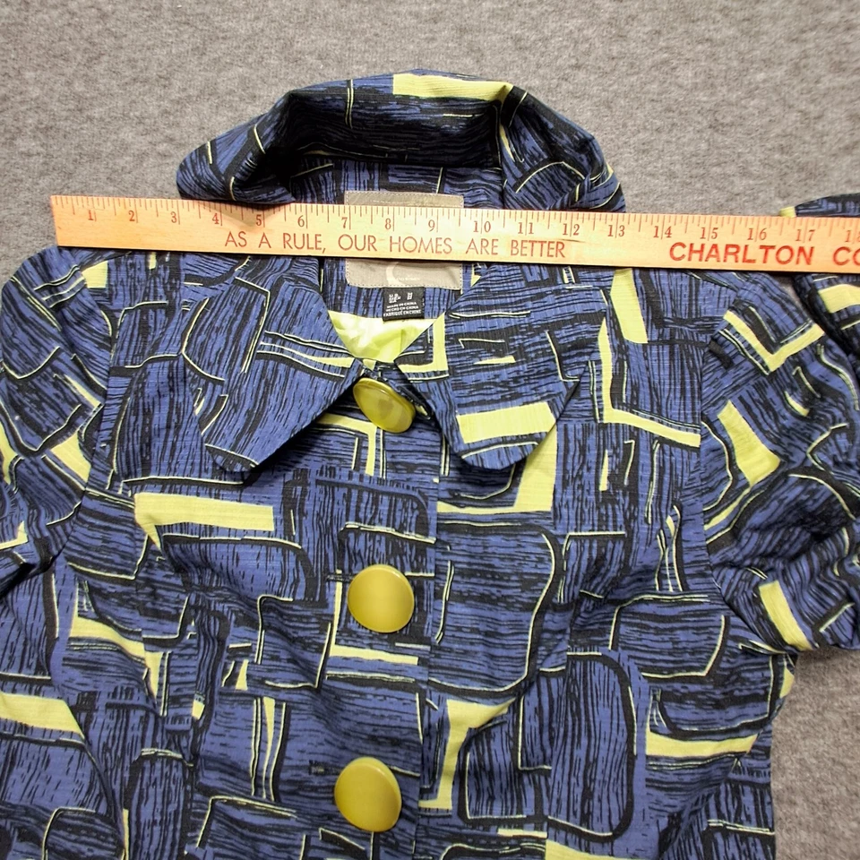 Mac и Jac женщин M куртка 60 стиль Mod синий зеленый большие кнопки абстрактный принт - Изображение 4 из 4