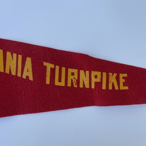VINTAGE SOUVENIR PENNANT FLAG BANNER PENNSYLVANIA PA TURNPIKE The Midway Red - Picture 6 of 10