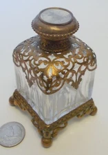 Antique FRENCH PERFUME Grand Tour  Ornate Brass  GILT ORMOLU PARIS Empire