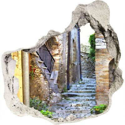Eine Charmante Straße 125x125 cm Wandtattoo Wandsticker Wandaufkleber 3D Loch