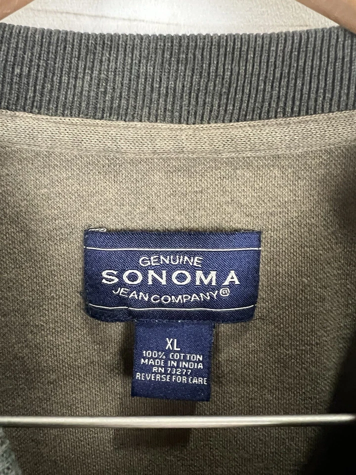 Suéter De Colección Sonoma Para Hombres XL Verde Cuello en V Algodón Manga Larga Y2k Pullover Foto 3 de 4
