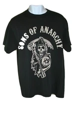 Sons Of Anarchy SAMCRO Reaper Graphic Logo Black T-Shirt Mens Large