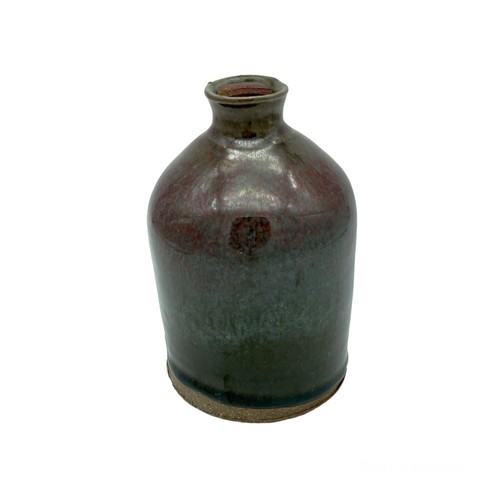 Stomeware Pottery Bud Vase Grey & Red