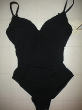 GOTTEX Black Queen of Paradise 1 Pc V Neck Style Swimsuit Sz 10 NWT
