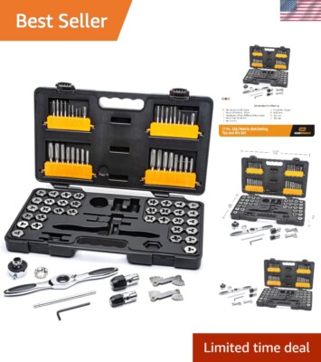 77 Piece Ratcheting Tap and Die Set | SAE & Metric |