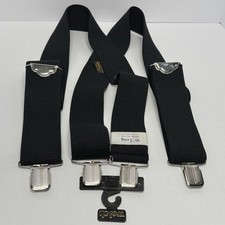Welch Black Work Suspenders 46 Long 2 Inch Wide Heavy Duty Made USA Men GearPro