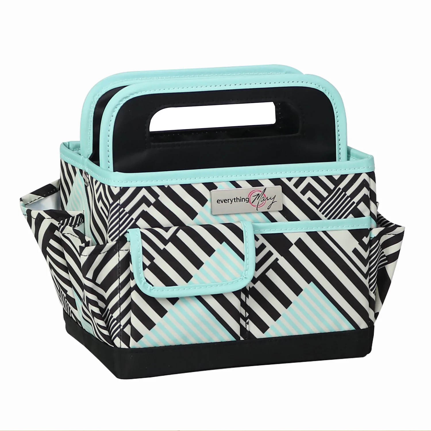 Desktop Organiser Black/Mint Geometric -Everything Mary EVM12830-2