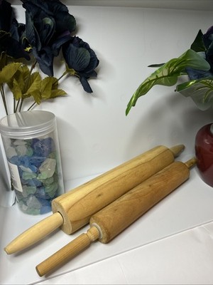 Set of 2 Wooden Rolling Pins Dough Roller Cake Baking Kitchen Tool