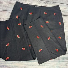 Vintage Linen Blend Black Watermelon Ankle Pants 14