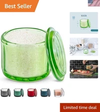 Durable 10 oz Embossed Glass Salt Cellar with Clear Lid for Kitchen Essentials