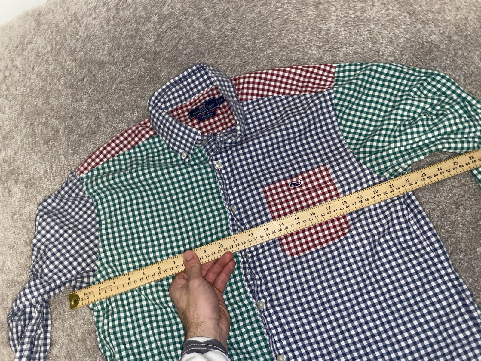 Vineyard Vines Tucker Patch Work Plaid Shirt Red/… - image 3