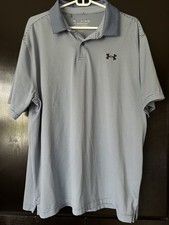 Under Armour Mens Performance Polo Shirt Blue Stripe SZ XL Nice Quality