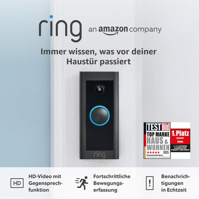 Ring Videotürklingel Kabel (Video Doorbell Wired) Türklingel Mit Kamera, 1080P