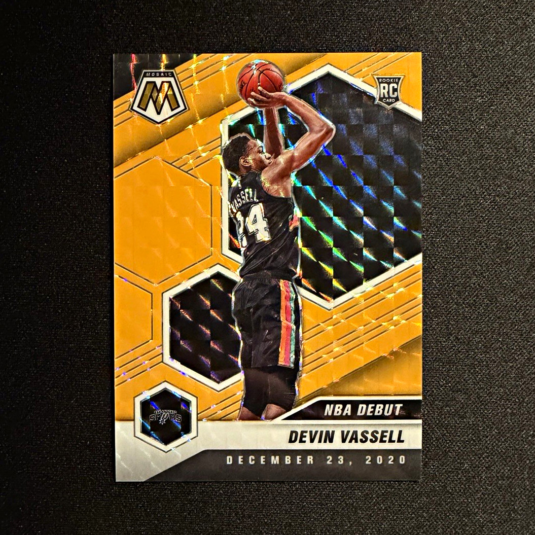 2020-21 Mosaic Orange Fluorescent Prizm Devin Vassell Spurs /25 RC