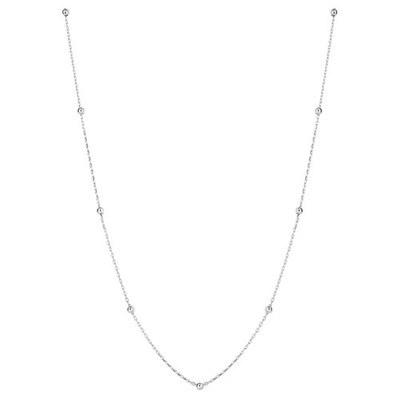 Elements Gold GN380 Feine Kugelkette Mit Station In 9ct Weißgold