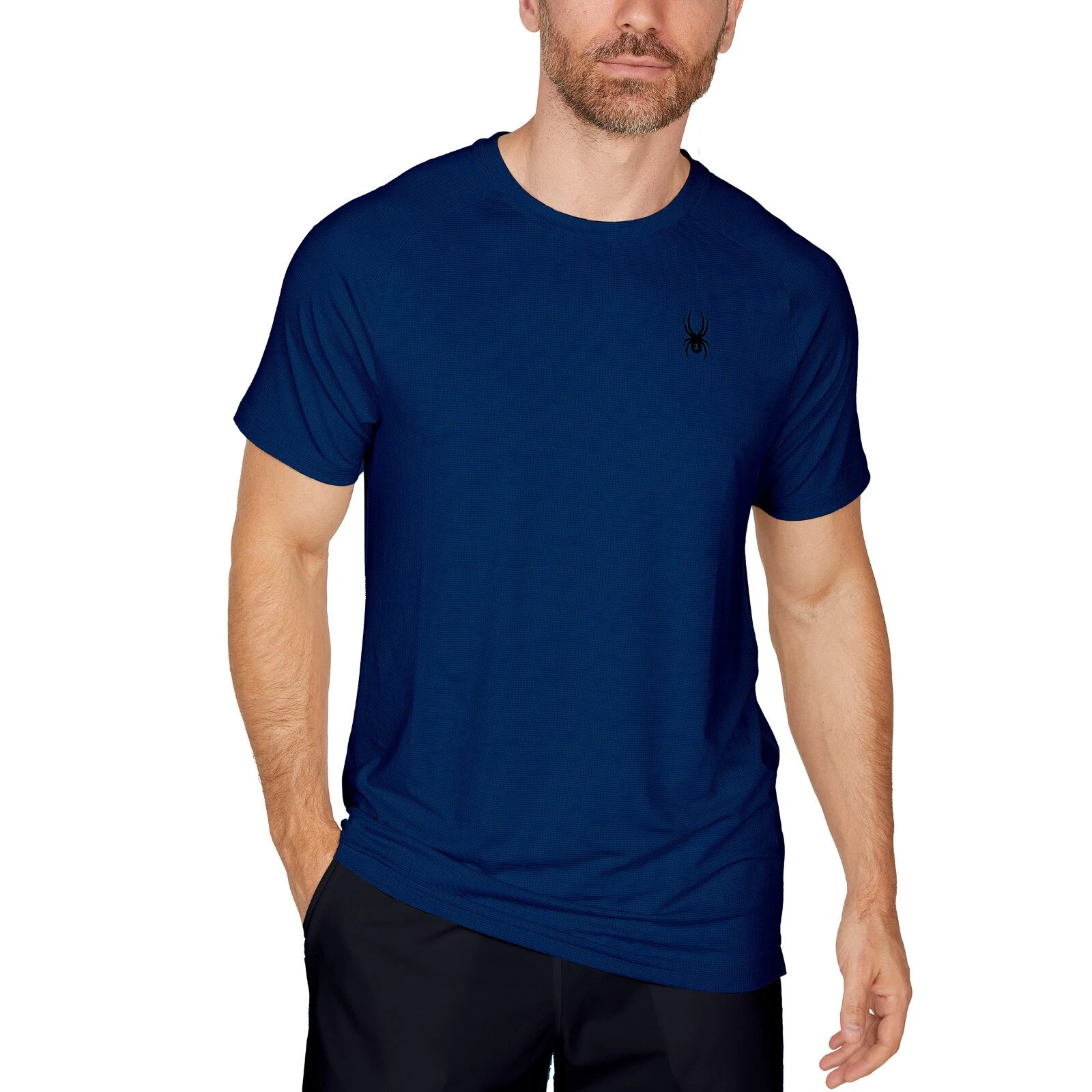 Spyder Active Men’s Raglan Sleeve Crewneck Tee, Blue, M