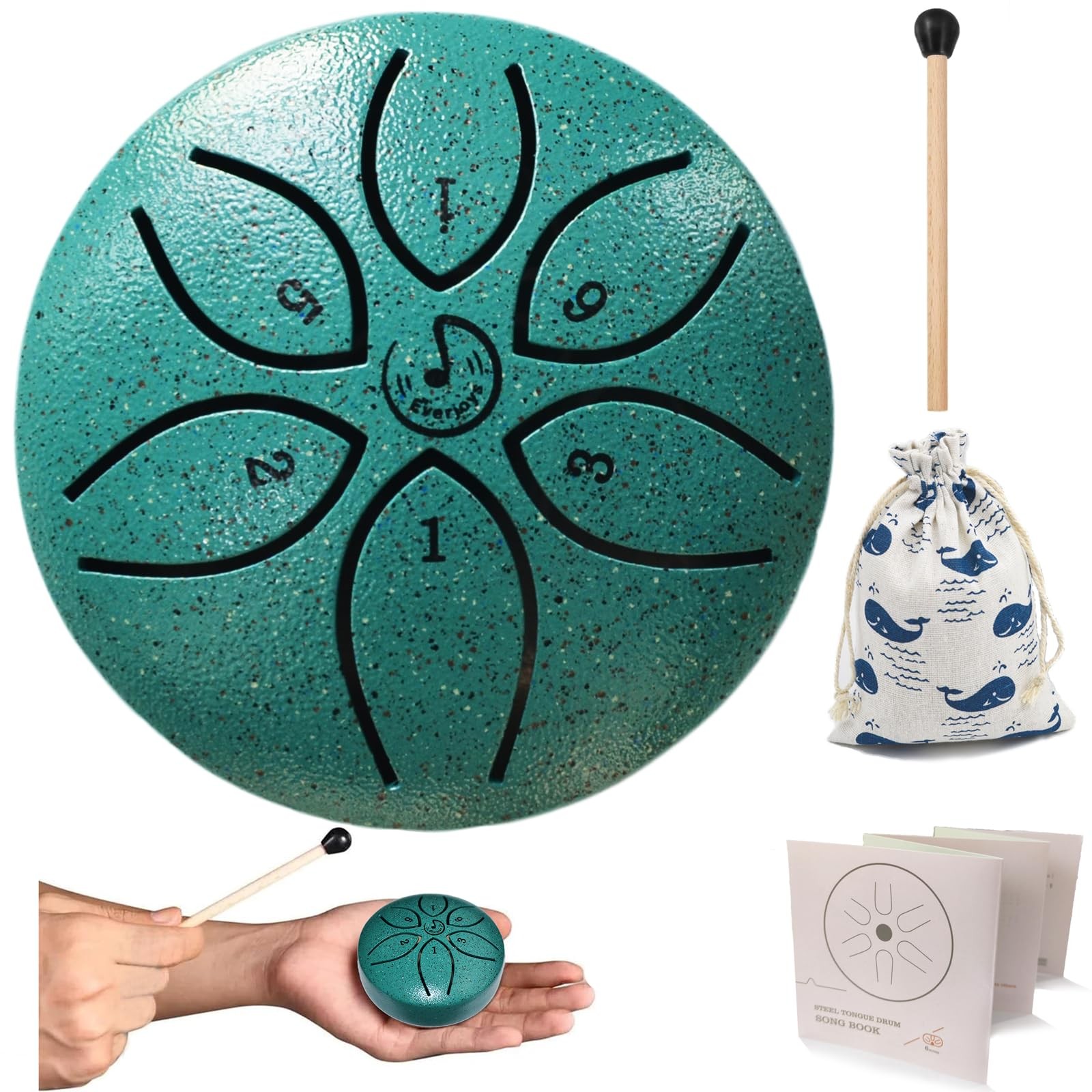 1 PCS Steel Tongue Drum Rain Outside 3 Inch 6 Notes Cloth Bag Mallets Adults