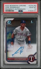 2022 BOWMAN CHROME PROSPECT AUTOS #CPAJRZ JOSE RODRIGUEZ PSA 10 AUTO