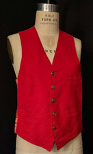 1940s /1950s Men's VEST, RED WOOL FELT w/ RED SATIN BACK, Pockets, TAILORED