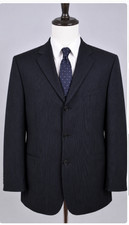 Giorgio Armani Wool 3-Button Blazer Black/Charcoal Pinstripe Men's 50 40R US