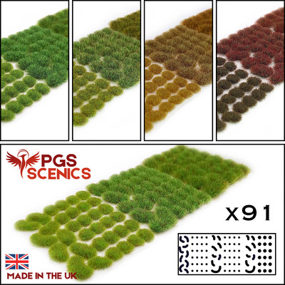 PGS Statische Grasbüschel x 91 - für Modelleisenbahn, Wargaming, Basing, Landschaft, HO