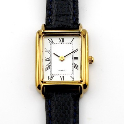 Rare Takashimaya Japan Exclusive Tank Watch Roman Numerals Gold Finish NEW BATTE