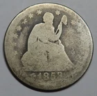 1853 Arrows Rays Seated Liberty Quarter 25c Coin - Philadelphia - 90% Silver
