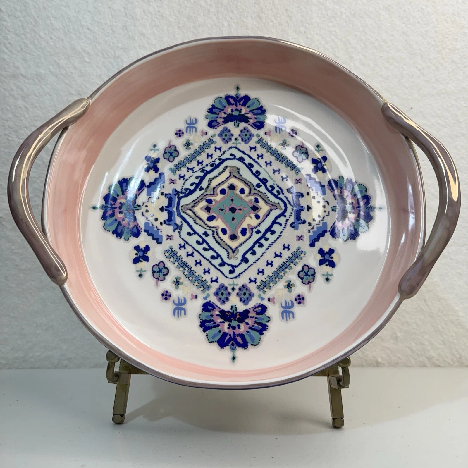 Anthropologie Eres Floral Stoneware Baking Pie Tart Dish 10”