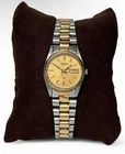 Vintage Seiko Two Tone Day Date Womens Watch Gold Dial Japan Made Quartz Running
